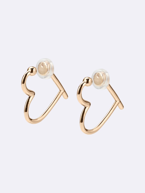 ハートフープノンホールピアス&イヤーカフ