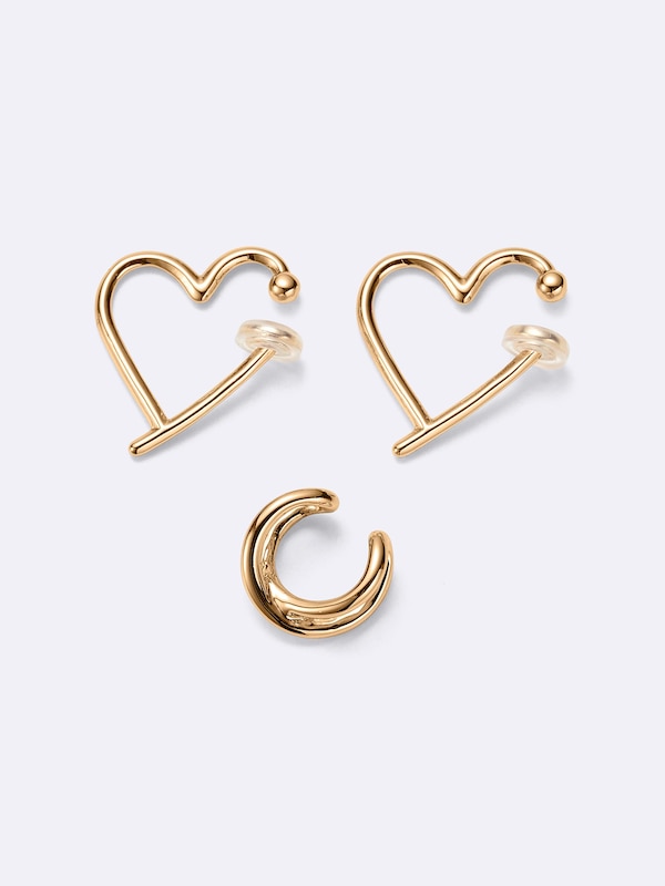 ハートフープノンホールピアス&イヤーカフ