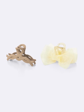 チュールリボンヘアクリップ2P