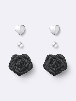ローズモチーフピアス3P 【レディース】 【グッズ】【GU公式/ジーユー】 【BLACK】 ローズモチーフピアス3P 【レディース】 【グッズ】【GU公式/ジーユー】 【BLACK】