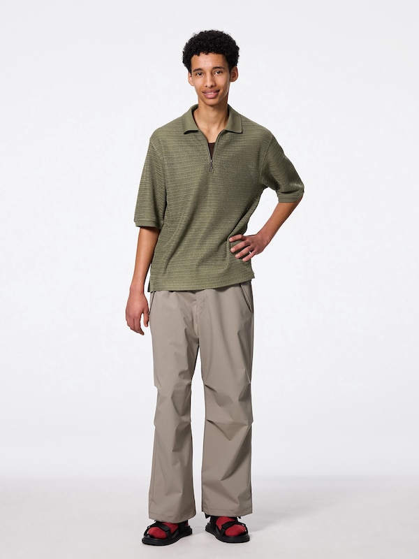 メッシュハーフジップポロシャツ(5分袖)