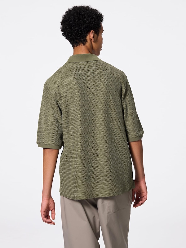 メッシュハーフジップポロシャツ(5分袖)