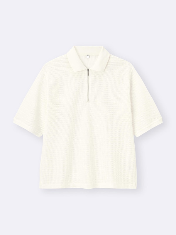 メッシュハーフジップポロシャツ(5分袖)