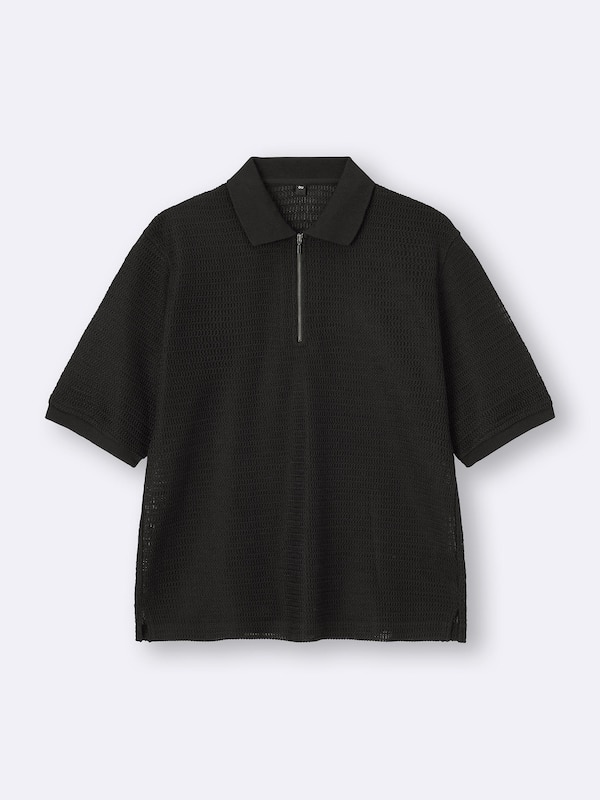 メッシュハーフジップポロシャツ(5分袖)