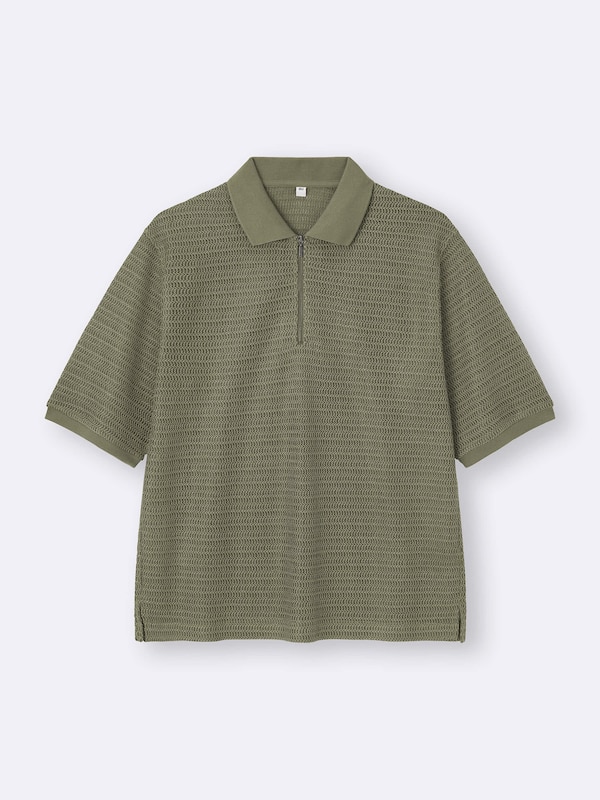 メッシュハーフジップポロシャツ(5分袖)