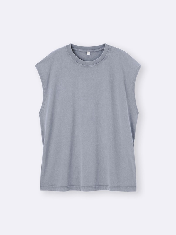 ウォッシュドスリーブレスT Q