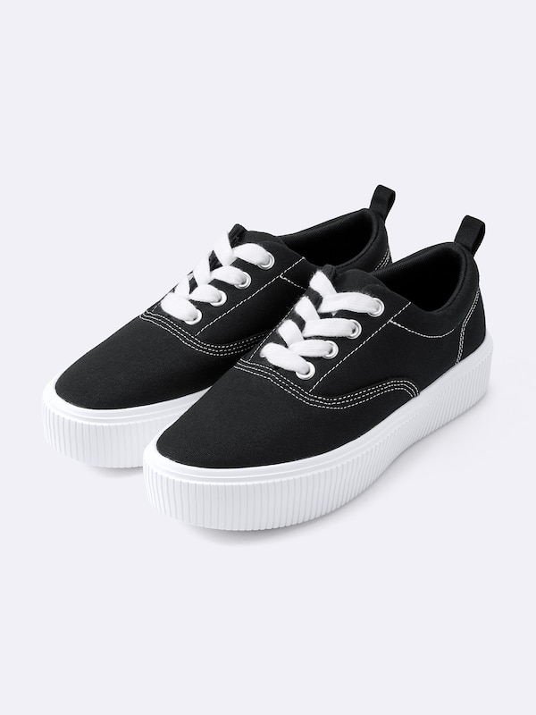 ボリュームソールキャンバススニーカー+E