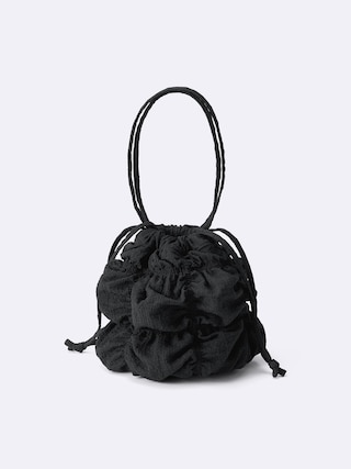 シャーリングドローストリングバッグ+E 【レディース】 【グッズ】【GU公式/ジーユー】 【BLACK】 シャーリングドローストリングバッグ+E 【レディース】 【グッズ】【GU公式/ジーユー】 【BLACK】