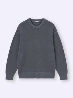 GU公式 | ウォッシュドリブクルーネックセーター(ユニセックス)