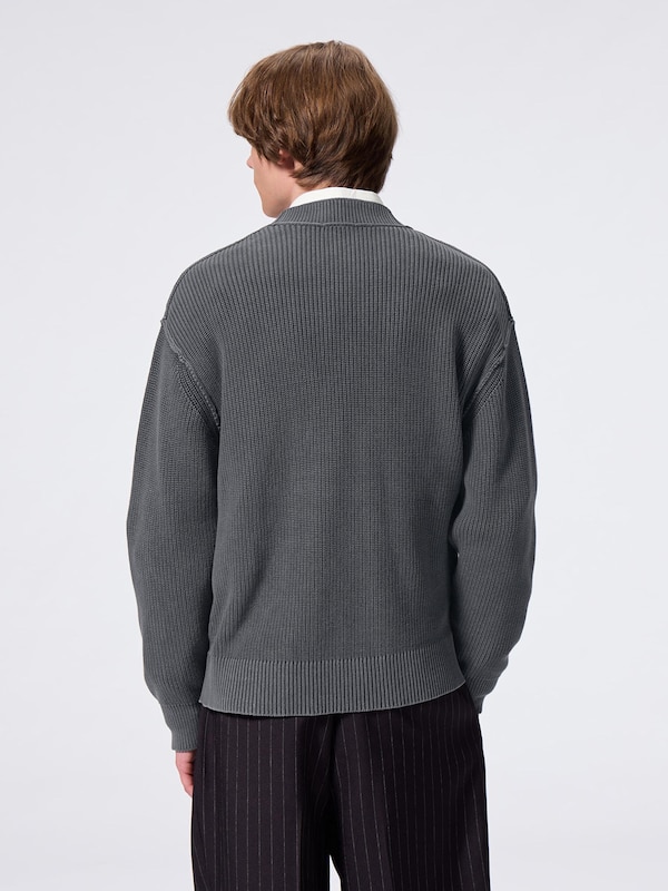 ウォッシュドリブVネックカーディガン