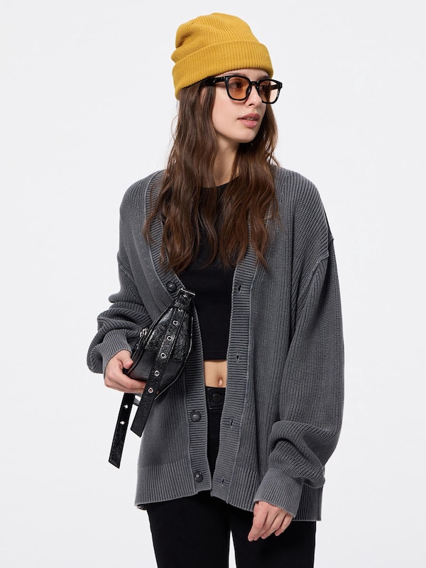 ウォッシュドリブVネックカーディガン