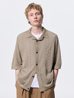 ウォッシャブルメッシュニットシャツ(5分袖)