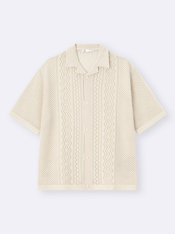 ウォッシャブルメッシュニットシャツ(5分袖)