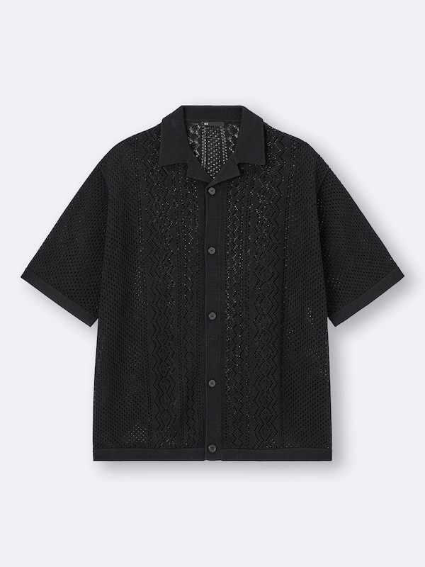 ウォッシャブルメッシュニットシャツ(5分袖)