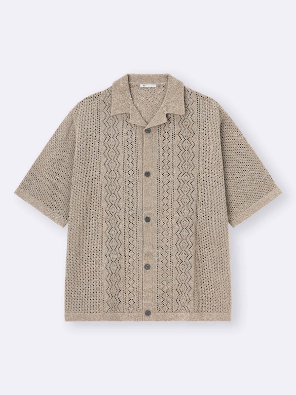 ウォッシャブルメッシュニットシャツ(5分袖)