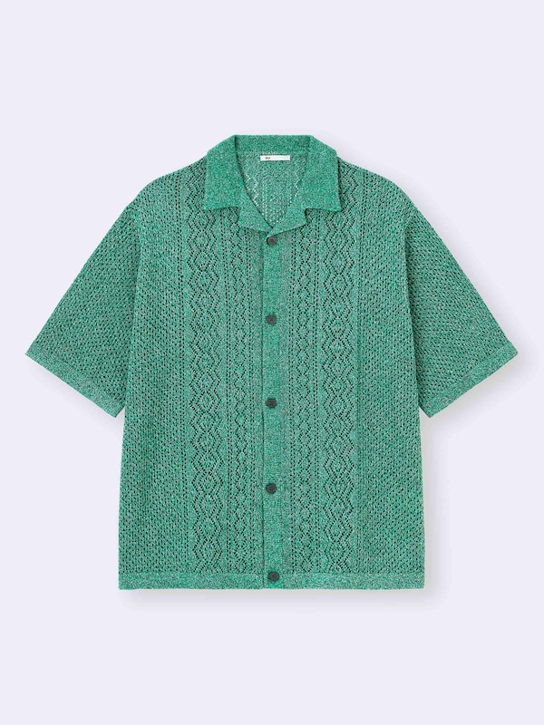ウォッシャブルメッシュニットシャツ(5分袖)