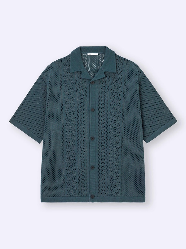 ウォッシャブルメッシュニットシャツ(5分袖)
