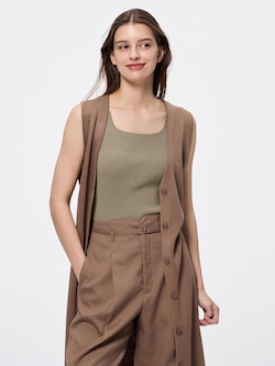 リブニットスクエアネックタンクトップ