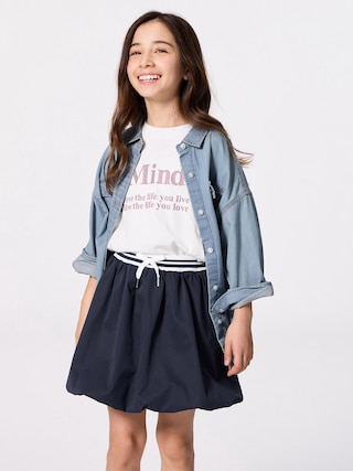 GIRLSバブルミニスカート 【KIDS・TEEN】 【キッズ パンツ・スカート】【GU公式/ジーユー】 【NAVY】 GIRLSバブルミニスカート 【KIDS・TEEN】 【キッズ パンツ・スカート】【GU公式/ジーユー】 【NAVY】