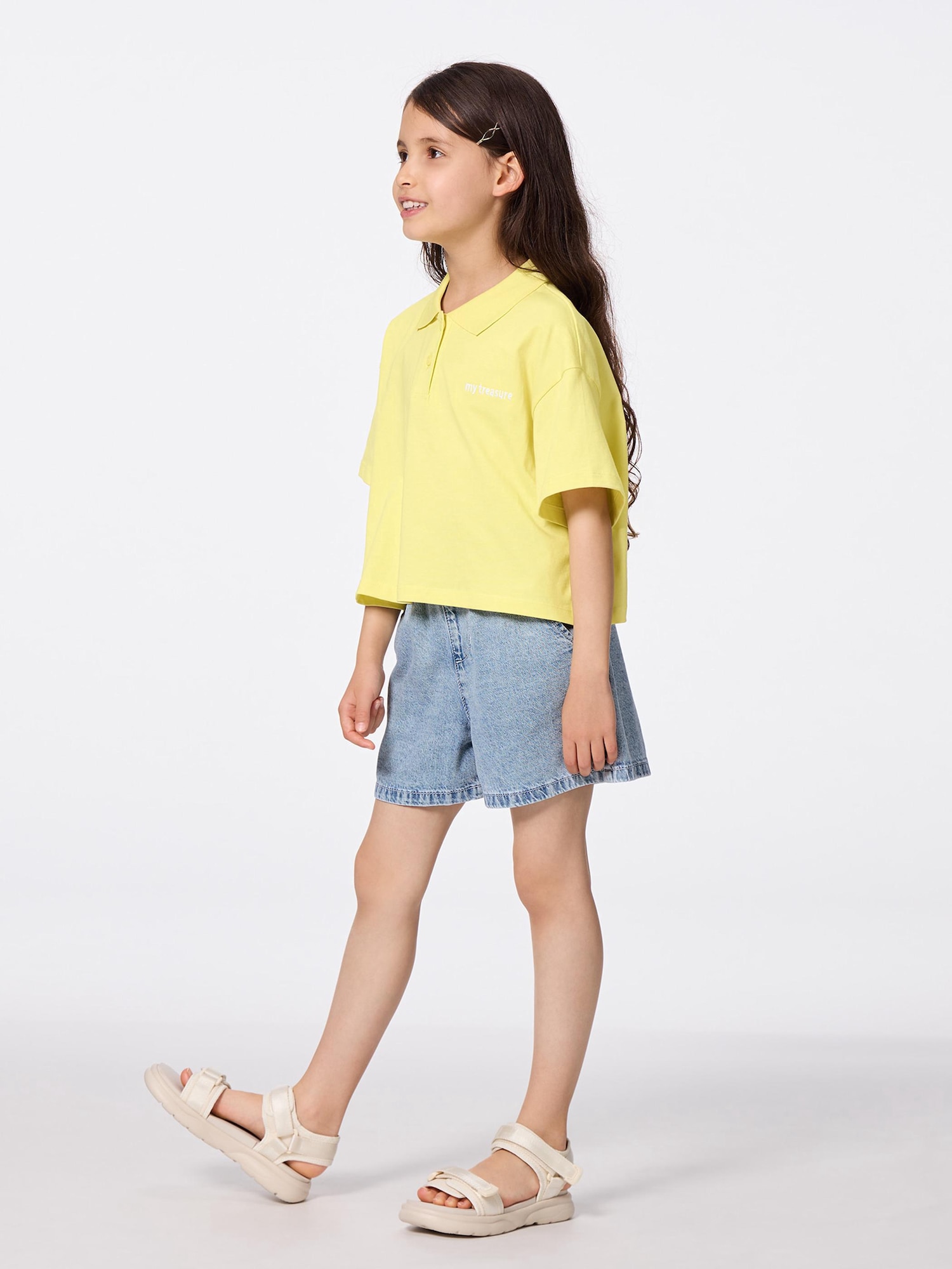 GU公式 | GIRLSペーパーバッグウエストデニムショーツ