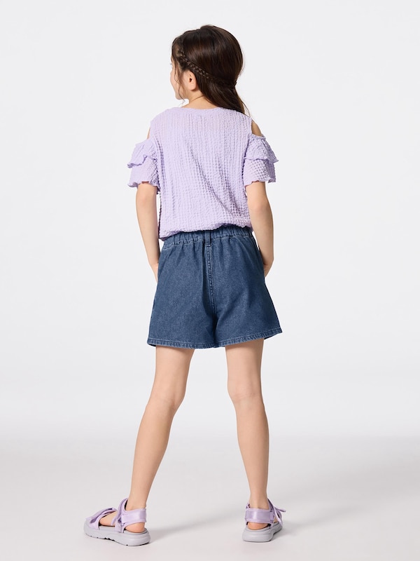 GIRLSデニムエンブロイダリーショーツ+E