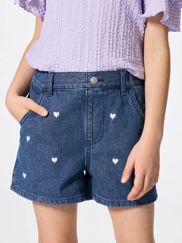 GIRLSデニムエンブロイダリーショーツ+E