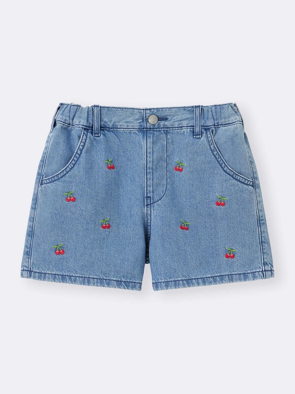 GIRLSデニムエンブロイダリーショーツ+E
