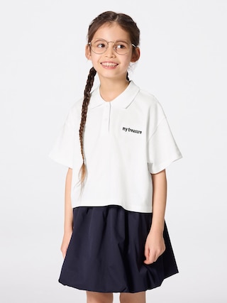 GIRLSクロップドポロシャツ 【KIDS・TEEN】 【キッズ Tシャツ・スウェット・ニット】【GU公式/ジーユー】 【OFF WHITE】 GIRLSクロップドポロシャツ 【KIDS・TEEN】 【キッズ Tシャツ・スウェット・ニット】【GU公式/ジーユー】 【OFF WHITE】