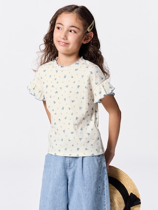 GIRLSリブメローT(半袖) 【KIDS・TEEN】 【キッズ Tシャツ・スウェット・ニット】【GU公式/ジーユー】 【LIGHT BLUE】 GIRLSリブメローT(半袖) 【KIDS・TEEN】 【キッズ Tシャツ・スウェット・ニット】【GU公式/ジーユー】 【LIGHT BLUE】