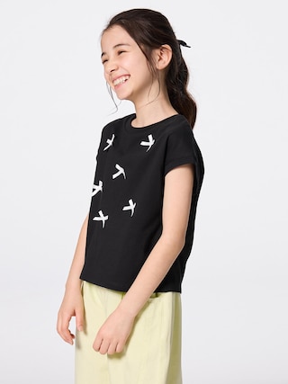GIRLSリボンT 【KIDS・TEEN】 【キッズ Tシャツ・スウェット・ニット】【GU公式/ジーユー】 【BLACK】 GIRLSリボンT 【KIDS・TEEN】 【キッズ Tシャツ・スウェット・ニット】【GU公式/ジーユー】 【BLACK】