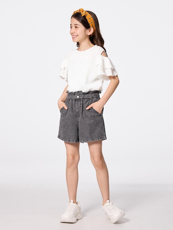 GIRLSシャーリングオープンショルダーT