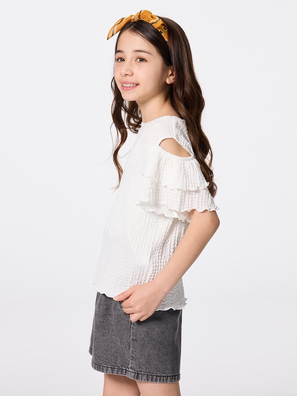 GIRLSシャーリングオープンショルダーT