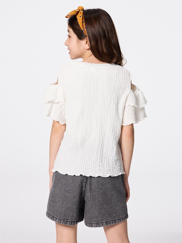 GIRLSシャーリングオープンショルダーT