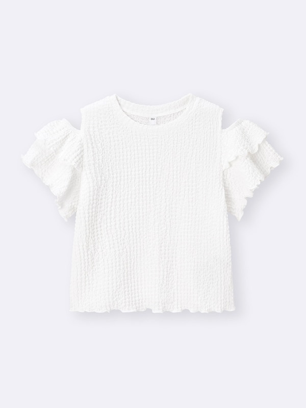GIRLSシャーリングオープンショルダーT