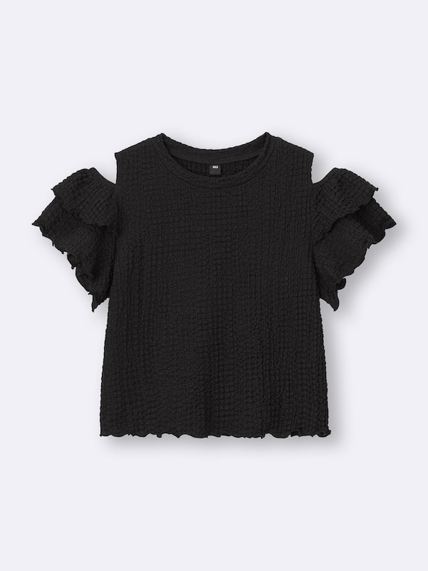 GIRLSシャーリングオープンショルダーT