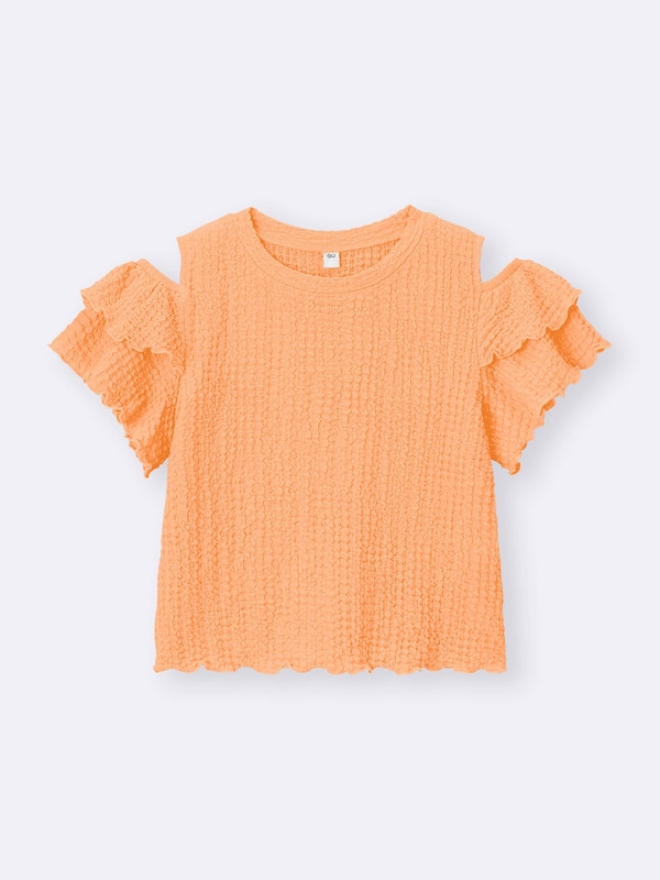 GIRLSシャーリングオープンショルダーT