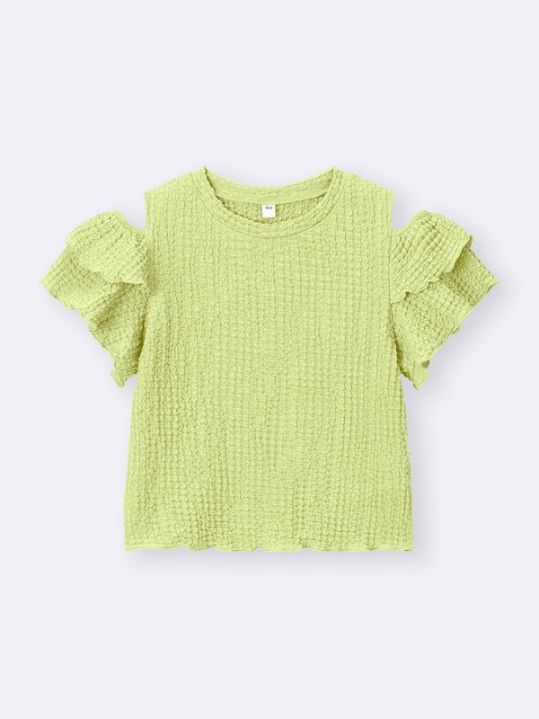 GIRLSシャーリングオープンショルダーT