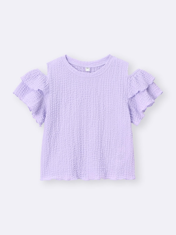 GIRLSシャーリングオープンショルダーT