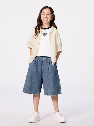 GIRLSライトデニムクロップドパンツNT+E 【KIDS・TEEN】 【キッズ パンツ・スカート】【GU公式/ジーユー】 【BLUE】 GIRLSライトデニムクロップドパンツNT+E 【KIDS・TEEN】 【キッズ パンツ・スカート】【GU公式/ジーユー】 【BLUE】