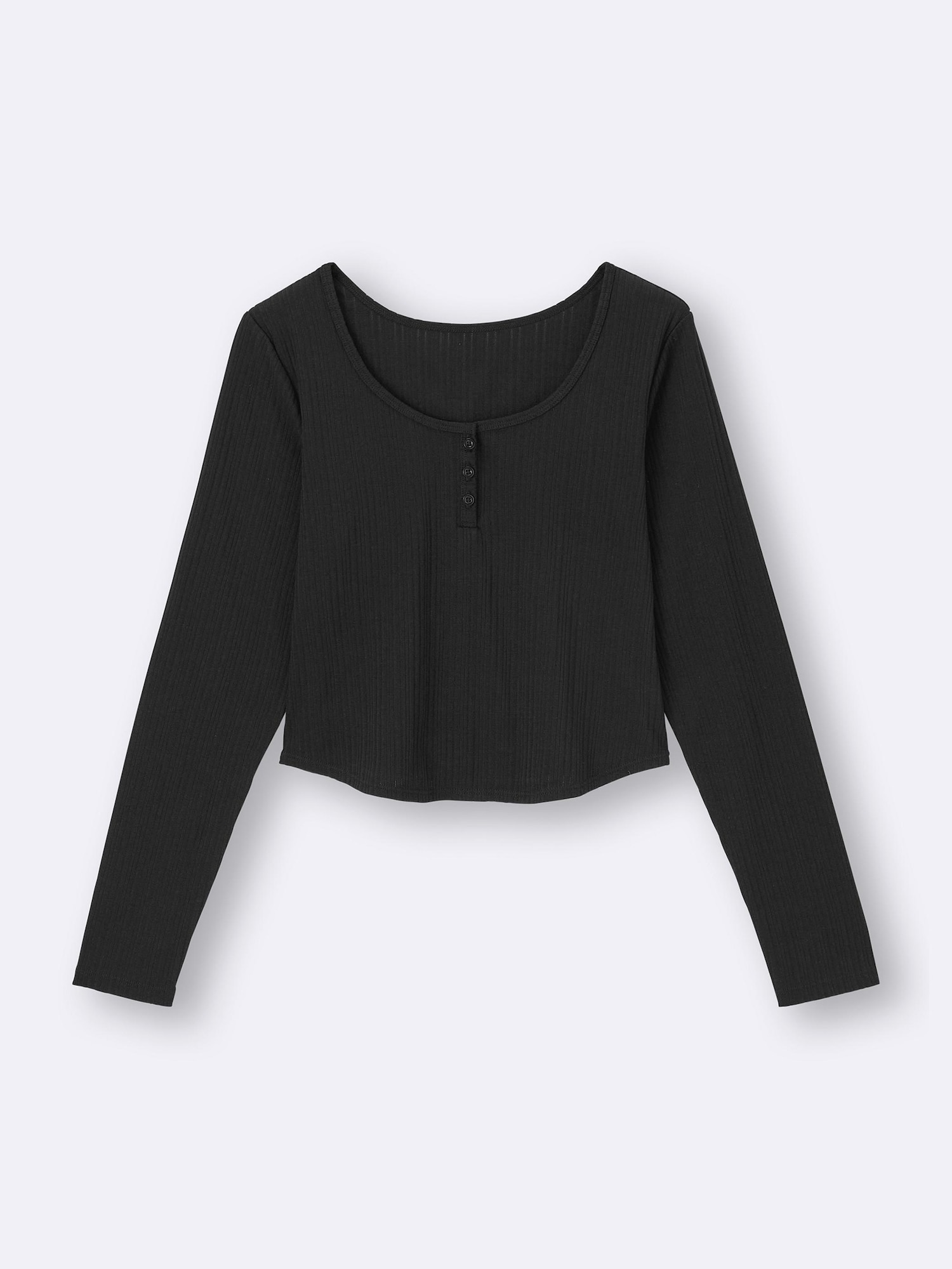 りんりん　5点 GU公式 | コットンブレンドリブクロップドヘンリーT(長袖)(ドライ)