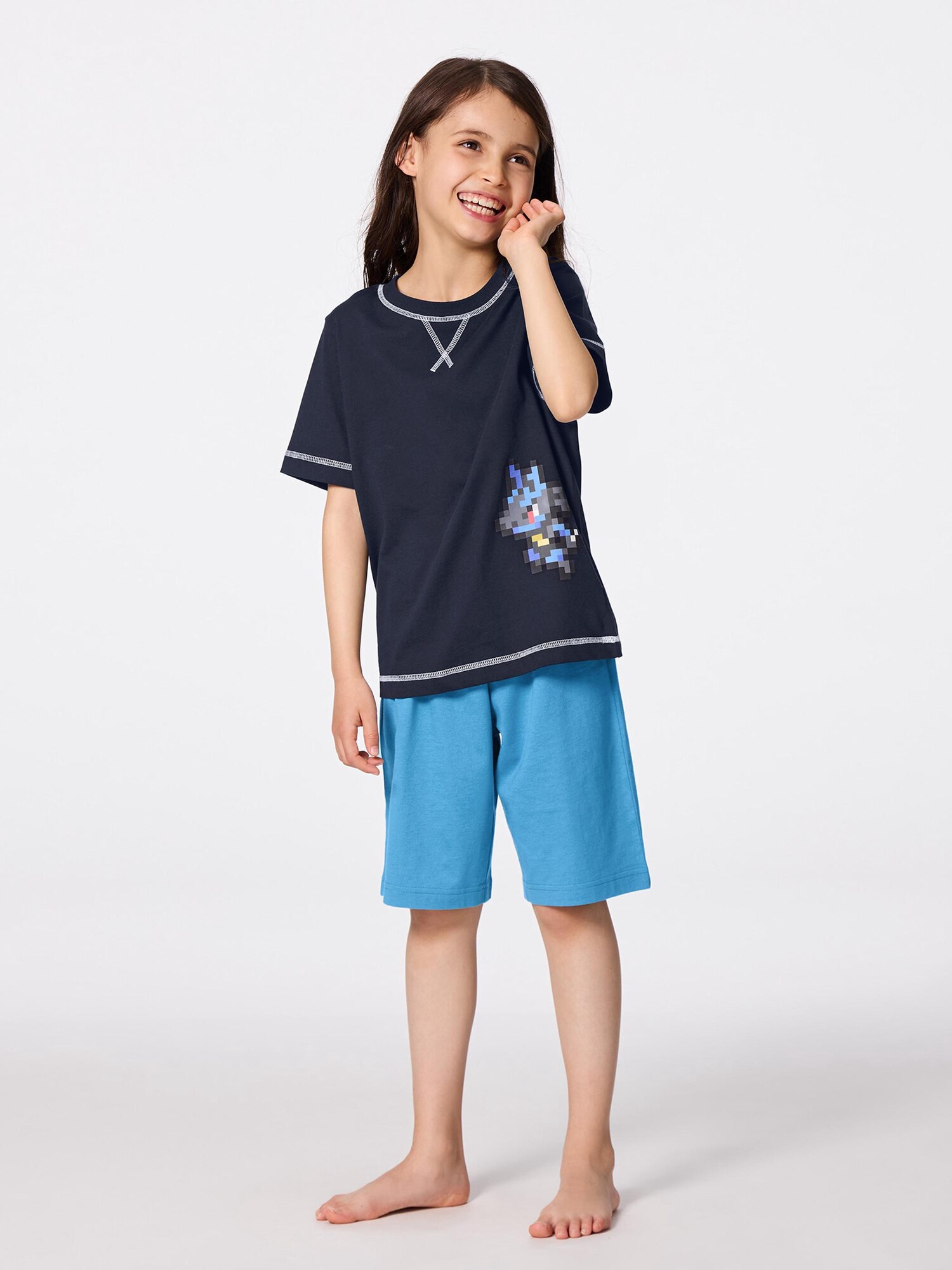 ポケモン ルカリオ パジャマ ラウンジセット 160 GU GU公式 | KIDS(男女兼用)ラウンジセット(半袖&ショートパンツ
