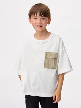 KIDS(男女兼用)ドライポケットボクシーT(5分袖) 【KIDS・TEEN】 【キッズ Tシャツ・スウェット・ニット】【GU公式/ジーユー】 【OFF WHITE】 KIDS(男女兼用)ドライポケットボクシーT(5分袖) 【KIDS・TEEN】 【キッズ Tシャツ・スウェット・ニット】【GU公式/ジーユー】 【OFF WHITE】