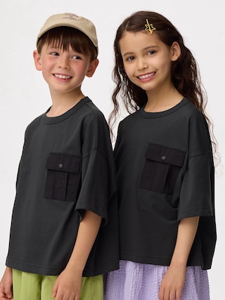 KIDS(男女兼用)ドライポケットボクシーT(5分袖) 【KIDS・TEEN】 【キッズ Tシャツ・スウェット・ニット】【GU公式/ジーユー】 【GRAY】 KIDS(男女兼用)ドライポケットボクシーT(5分袖) 【KIDS・TEEN】 【キッズ Tシャツ・スウェット・ニット】【GU公式/ジーユー】 【GRAY】