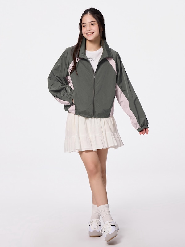 GIRLSナイロンカラーブロックブルゾンJR