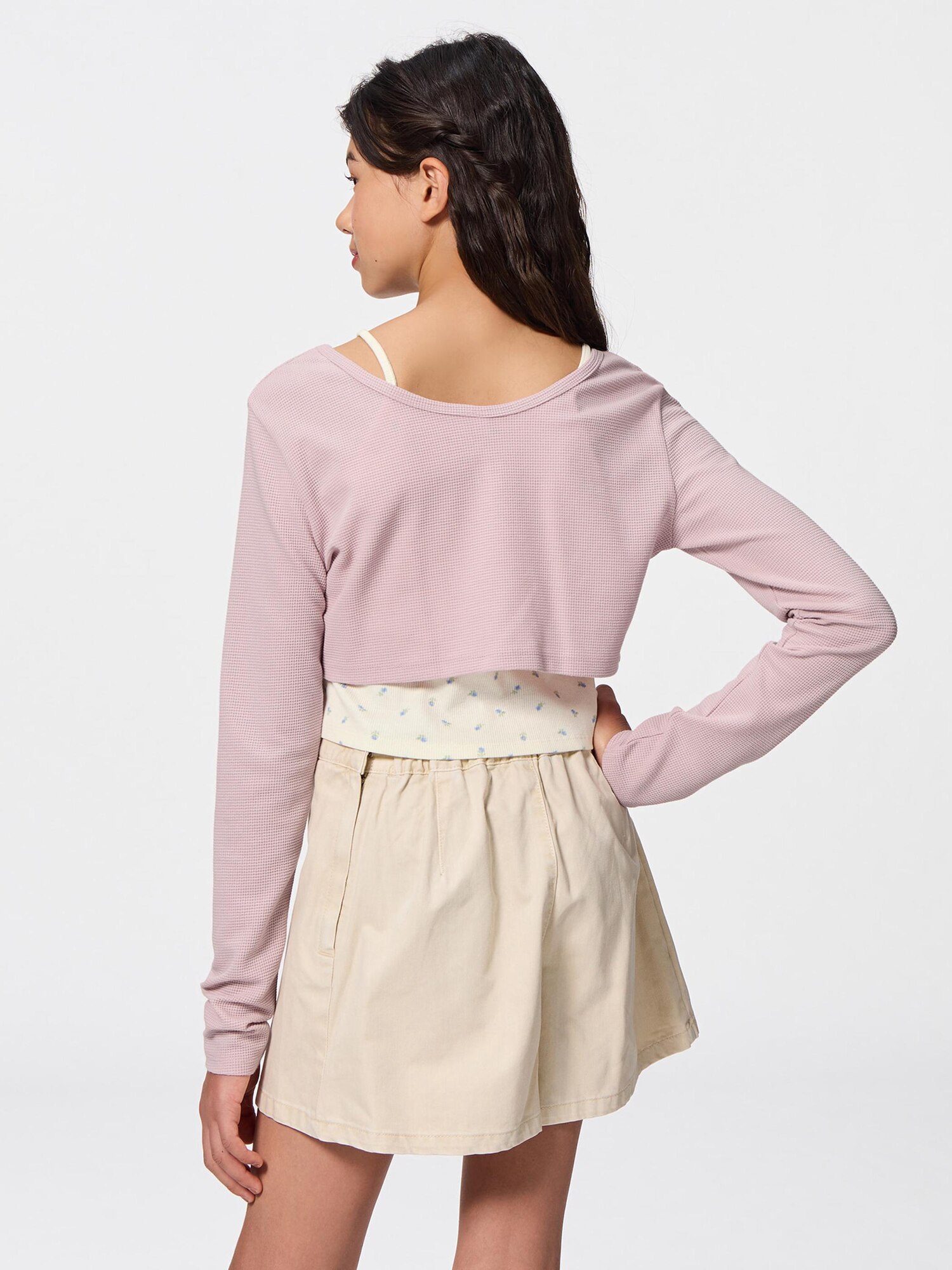 GU公式 | GIRLS2ピースワッフルヘンリーネックT(長袖)JR