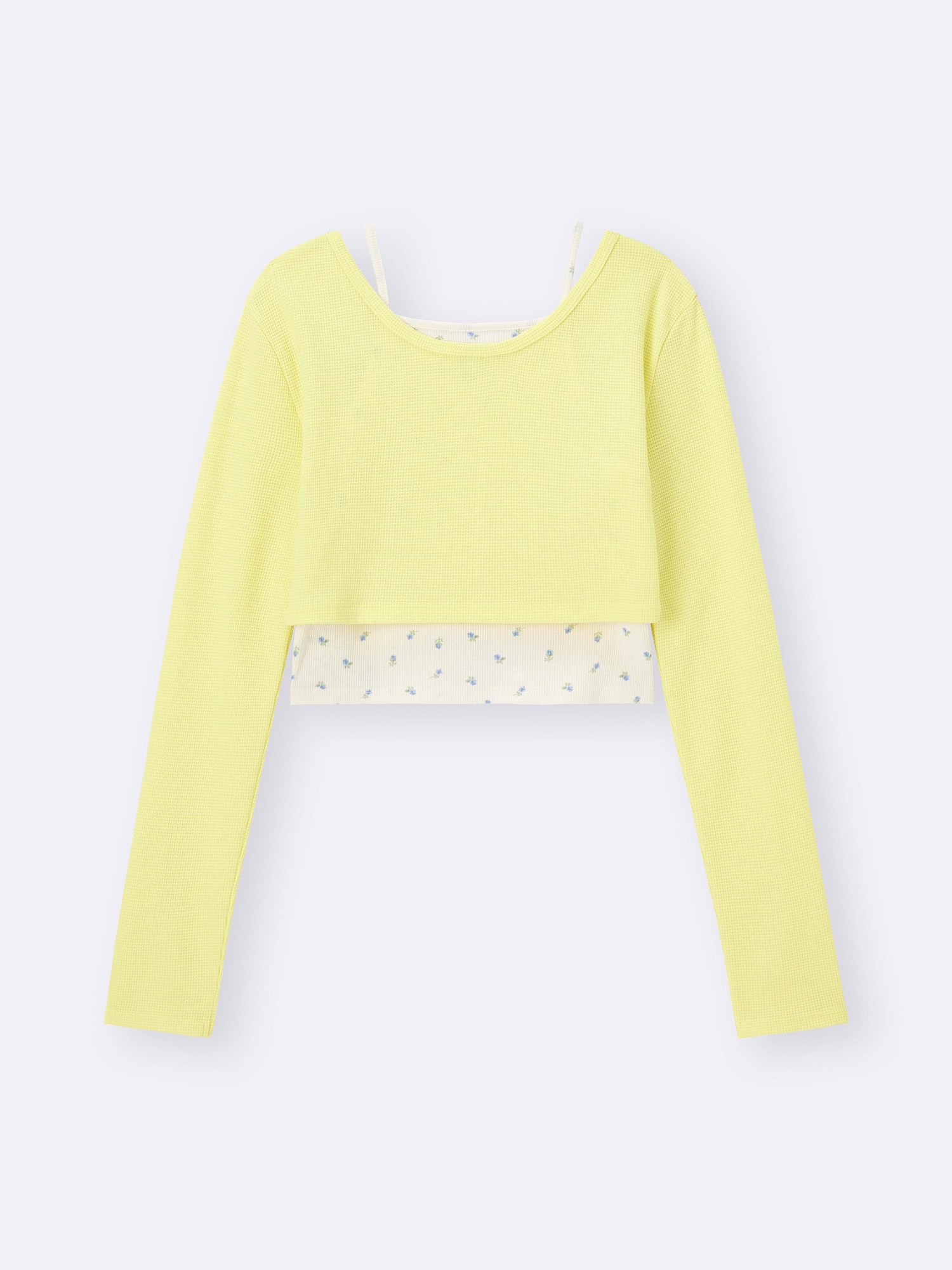 GU公式 | GIRLS2ピースワッフルヘンリーネックT(長袖)JR