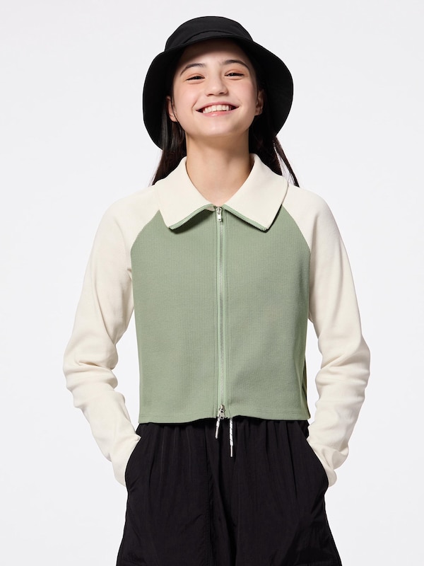 GIRLSダブルジップラグランカーディガンJR