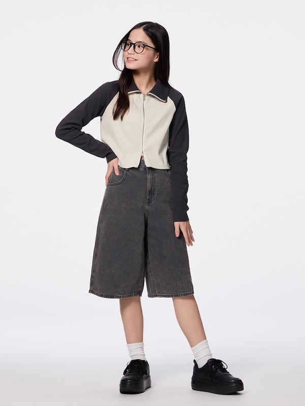 GIRLSダブルジップラグランカーディガンJR