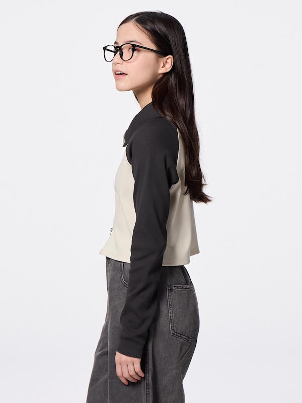 GIRLSダブルジップラグランカーディガンJR