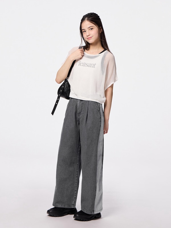 GIRLSライトデニムサイドラインパ�ンツJR